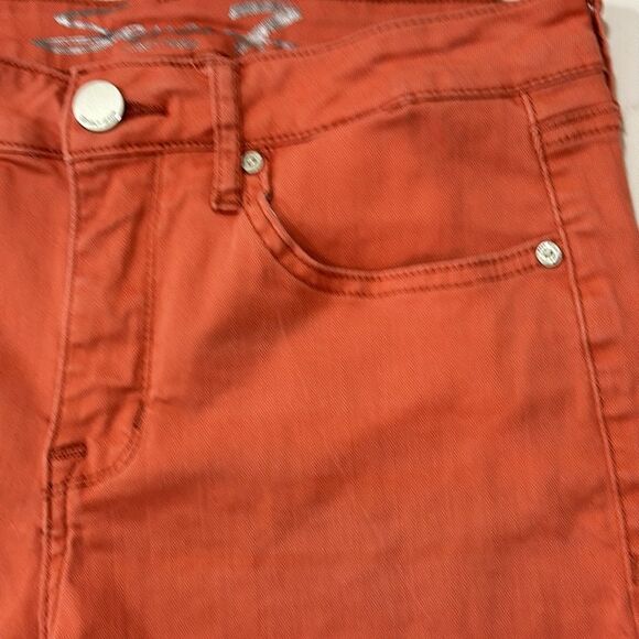 Seven7 | Women’s Coral Orange Casual Denim Jeans Shorts Size 10 - Picture 6 of 9